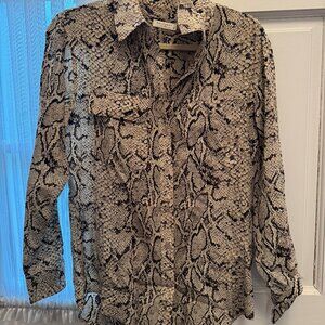 EQUIPMENT 100% Silk Snake Print Button Down Blouse – Long Sleeve Shirt